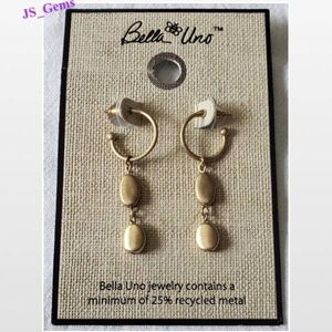 New Bella Uno Earrings Woman's OS Jewelry Dangle Gold Circle Hoops Oval NWT